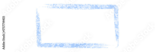 Modern halftone border with subtle blue dots and faded corners. Great for branding, packaging, and minimalist posters.