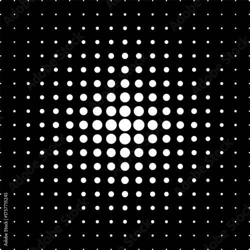 A black and white vector illustration based on the rhythmic repetition of circles. The contrast of light and dark enhances the impression of depth and optical movement.