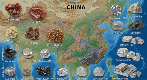 Rare earth metals and ore, scandium elements and rare earth elements neodymium magnets.