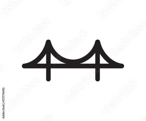 Simple black bridge icon isolated on white background