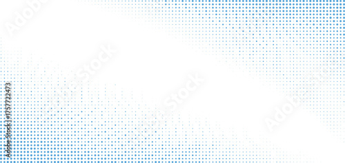 Soft blue halftone pattern, fading toward center light area, clean abstract background, perfect for corporate templates, web layout, or poster design