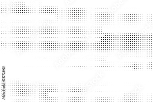 Linear halftone mesh with horizontal rhythm, evenly spaced black dots forming texture gradient, modern minimal background for graphic design
