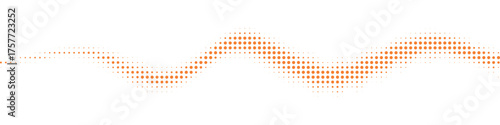 Orange halftone dotted wave pattern, smoothly flowing across white background, minimal abstract design perfect for creative graphics and motion art
