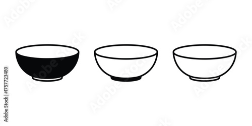 Vector bowls silhouette on white background