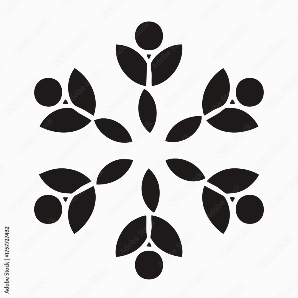 Fototapeta premium Minimalist vector design featuring abstract leaves and circles