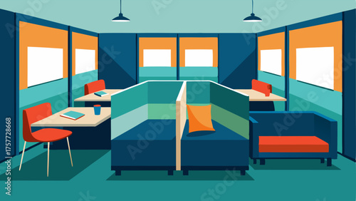 A corner of the lounge designated for quiet study with individual cubicles for privacy.