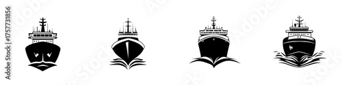 Different types of ships illustrated with a focus on hull design and structure in a minimalist style