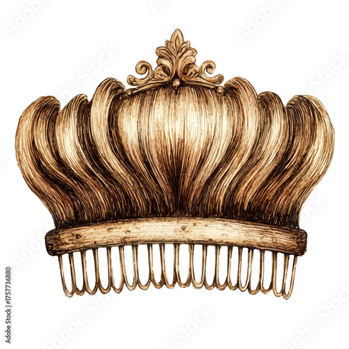 Royal Hair Comb, watercolor vector, isolated on a white background.