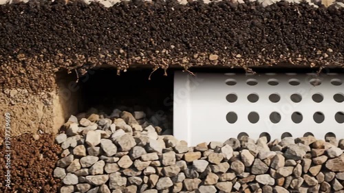 Drainage System with Perforated Pipe in Gravel