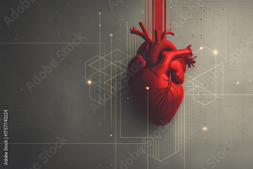 Heart design with geometric patterns showcasing modern art style and vibrant colors