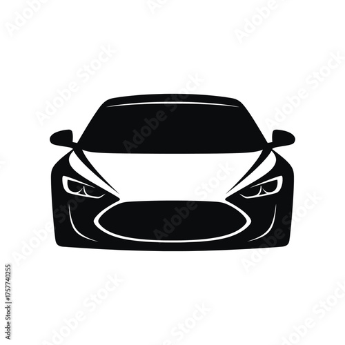 Modern electric vehicle front view with sleek lines a striking silhouette