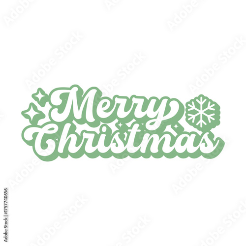 Vintage Merry & Bright SVG Cut File — Mint Green Script, Holiday Christmas Decor, Printable

