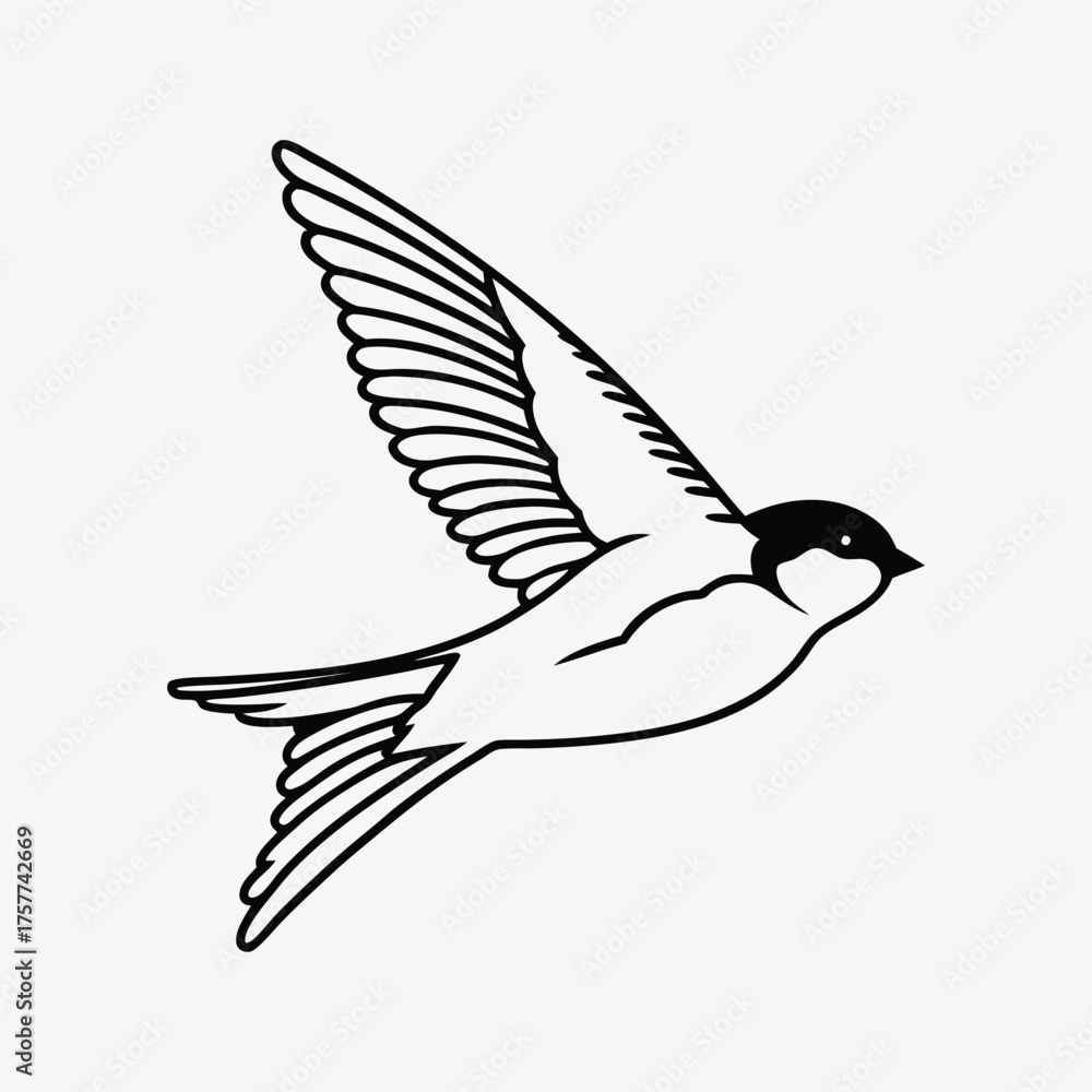 Obraz premium Sparrow line art White background illustration Generative Ai