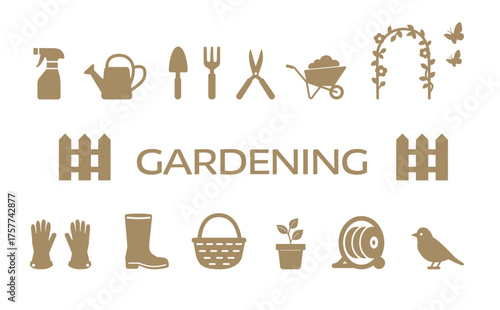 Brown Gardening Icon Set (Simple Silhouette)