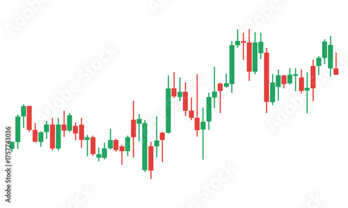 Stock markets. Market trends display fluctuations in prices over a specific time period through candlestick chart patterns. Vector graphics