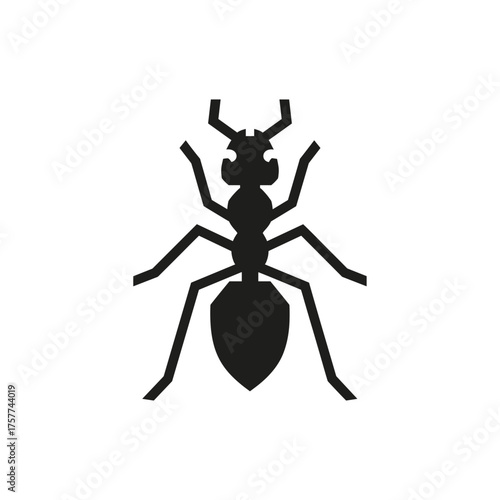 Stylized Ant Silhouette A Simple Black Icon for Nature, Insects, and Wildlife-Related Designs