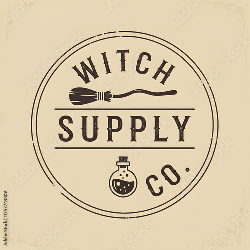 Witch Supply Co. logo with broom and potion bottle in a circle.
