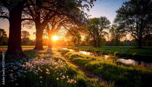 Fototapeta Naklejka Na Ścianę i Meble -  Sunrise over a meadow