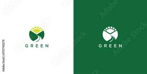 landscape logo with green grass