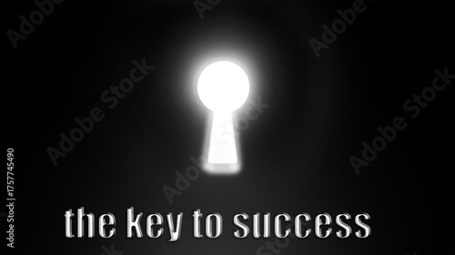 Fotografie The key to success concept with keyhole on black background.