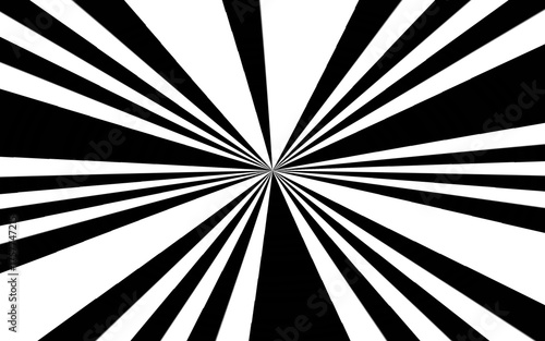 Black and white radial burst pattern creates a dynamic and eyecatching design element