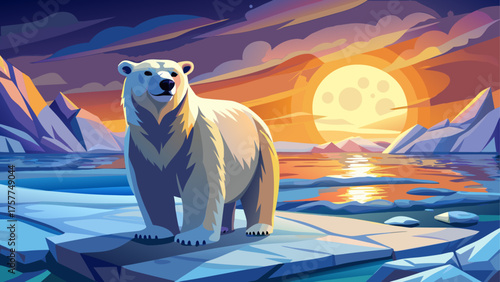 Very beautiful polar bear (Ursus maritimus) standing in the snow under soft evening light on the pack ice near Kaktovik, Arctic National Wildlife Refuge, Alaska, USA, symbolizing Arctic wilderness and