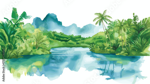 Sian Ka?an Biosphere Reserve. Sian Ka?an Biosphere Reserve hand drawn watercolor illustration