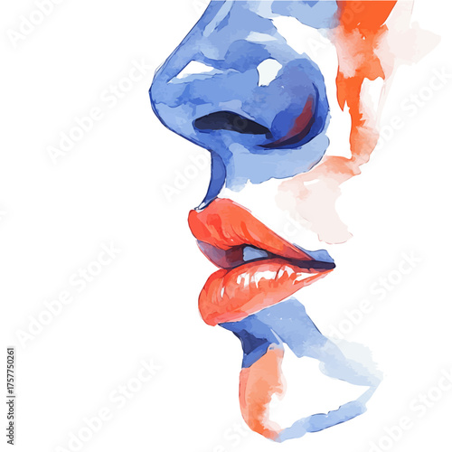 Nose Chain, watercolor vector, isolated on a white background.