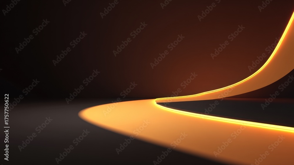 Obraz premium Futuristic Orange Light Curve on Dark Background Creating a Dynamic and Vibrant Atmosphere with Smooth Flow and Abstract Appearance