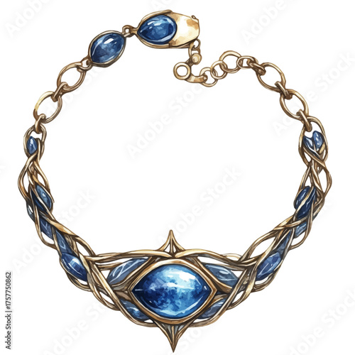 watercolor of Nazar Bracelet, vector, isolated on a white background.