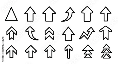 Free Download Collection of various black and white line art arrow and triangle shapes - GFXLoad