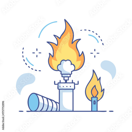 A whimsical illustration depicting energy sources and scientific exploration in simple style