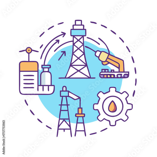 Visual Representation of the Oil and Gas Industry's Various Stages in Production