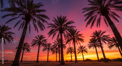 Silhouette Palm Trees at Vibrant Sunset