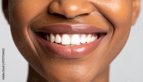 Macro photo of woman's smile, open mouth