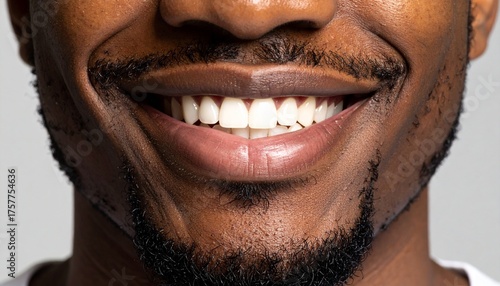 Macro photo of men's smile, open mouth