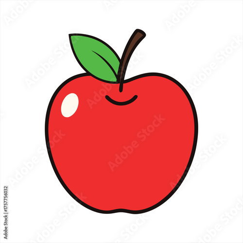 Delicious Red Apple Vector Illustration for Healthy Food and Education