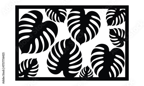 Boho Style Monstera Leaf Laser Cut Wall Panel Vector Design