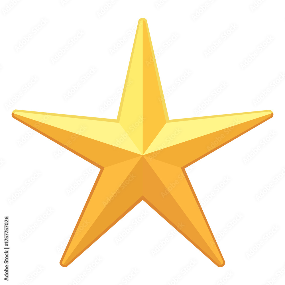 Obraz premium illustration of shiny yellow star shape element. Stylized 3D yellow star icon.