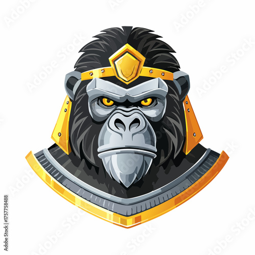 Warrior gorilla head wearing armor with transparent background
