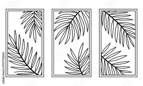 Modern Tropical Palm Cutout Panels Decorative Laser Cut Vector Design for Wall or Screen