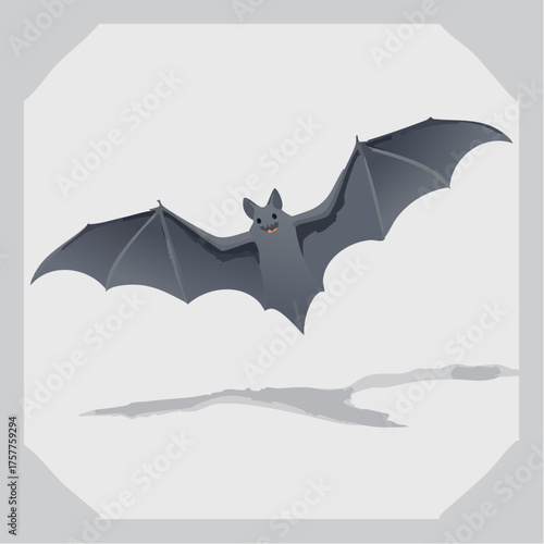 Dark bat animal flying with open wings