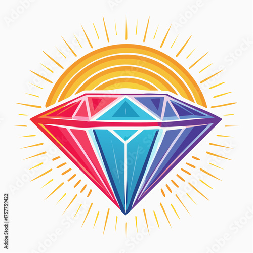 Colorful shining diamond jewel with transparent background