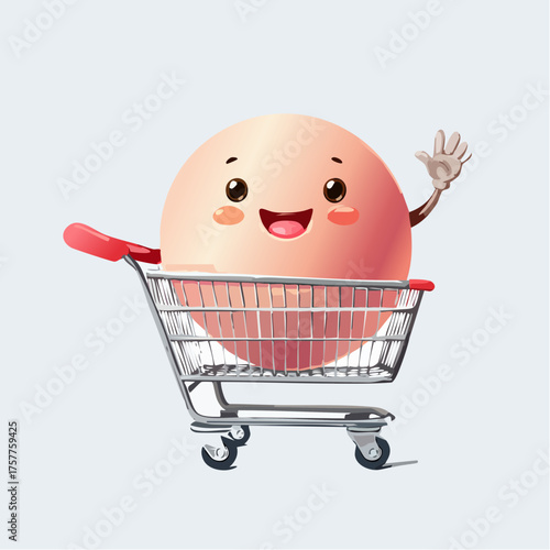 Happy egg in shopping cart with transparent background
