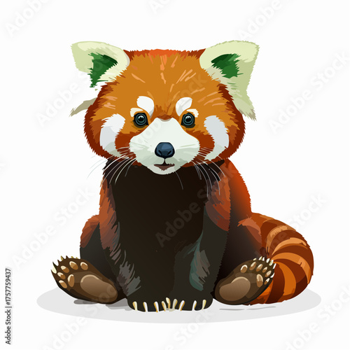 Red panda sitting with transparent background