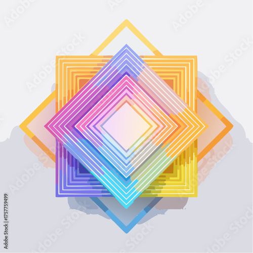 colorful layered geometric diamond shapes abstract