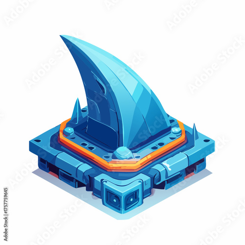 Futuristic sci-fi building base with transparent background