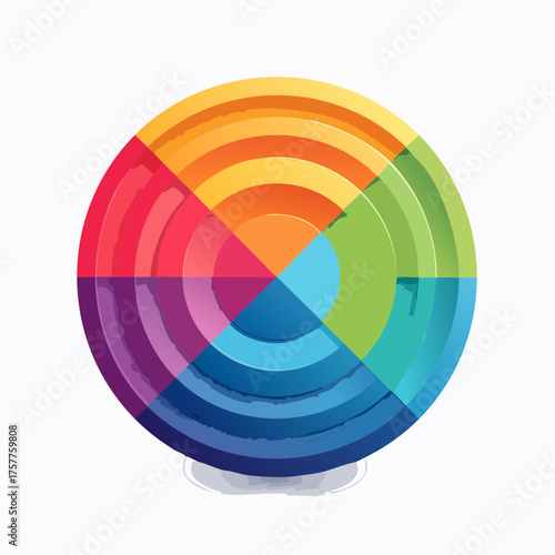 Colorful layered spectrum circle with transparent background