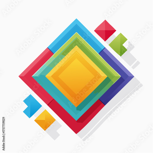 Colorful layered geometric diamond shapes abstract background