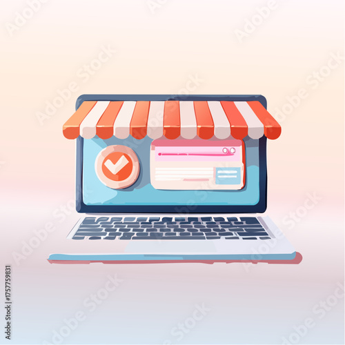 Digital store on laptop for online shopping business